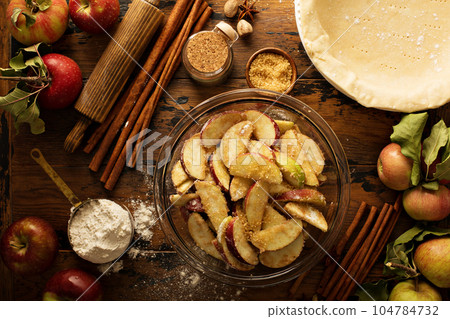 Making apple pie 104784732