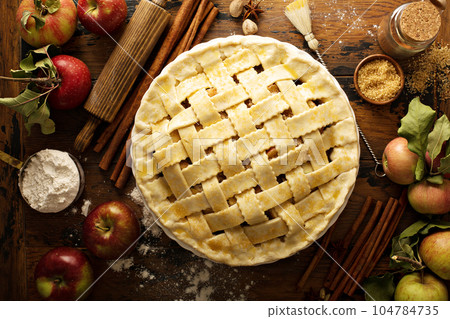 Homemade apple pie ready to be baked 104784735