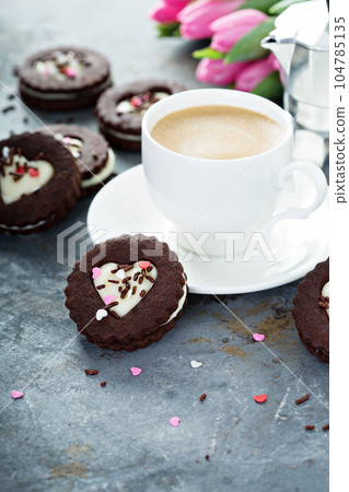 Chocolate cookie sandwiches for Valentines Day Chocolate cookie sandwiches for Valentines Day 104785135