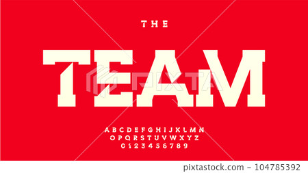 Geometric alphabet, bevel cutout letters and numbers, strength futuristic sports font for modern logo, emphasis headline, contemporary typography, innovative typographic design. Vector typeset 104785392