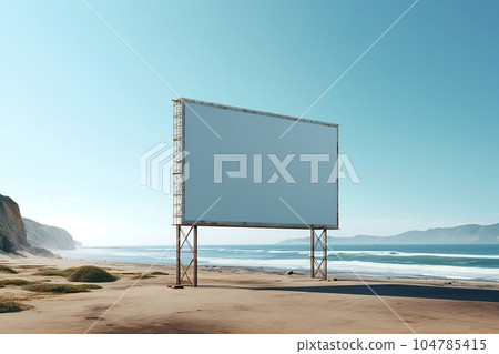 Mock up white outdoor advertising poster on the beach Mock up white outdoor advertising poster on the beach 104785415