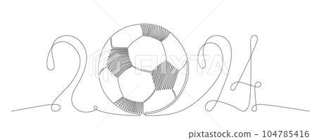 European international football championship symbol 2024 in Germany. Vector stock continues line ball illustration isolated on white background. Editable stroke single line. EPS10 European international football championship symbol 2024 in Germany. Vector stock continues line ball illustration isolated on white background. Editable stroke single line. EPS10 104785416