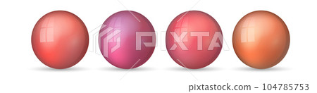 Set with glass colorful balls. Glossy realistic ball, 3D abstract vector illustration highlighted on a white background. Big metal bubble with shadow 104785753