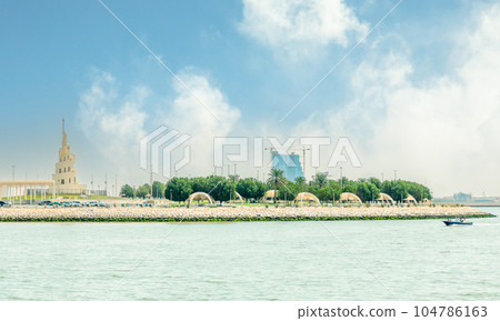 Artifical Murjan Island park panorama, Dammam, Saudi Arabia 104786163