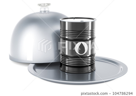 Restaurant cloche with oil barrel, 3D rendering 104786294