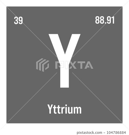 Yttrium, Y, periodic table element with name, symbol, atomic number and weight. Rare earth metal with various industrial uses, such as in certain types of lighting and as a component in certain types Yttrium, Y, periodic table element with name, symbol, atomic number and weight. Rare earth metal with various industrial uses, such as in certain types of lighting and as a component in certain types 104786884