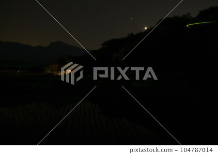 Takegawa-cho, Hokuto City, when Venus and Mars fall over the mountains, fireflies dance over the paddy fields 104787014