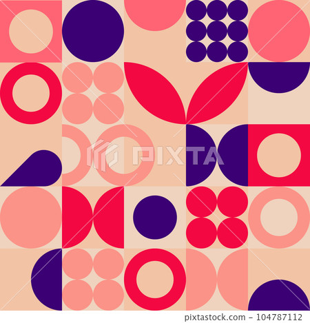 Vintage retro vector seamless pattern. Abstract geometric shape ornament with shapes different forms 104787112