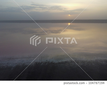 View of the pink salty Syvash lake in Kherson region, Ukraine 104787194