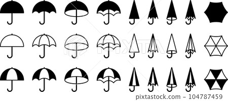 Vector illustration set of monochrome umbrellas 104787459