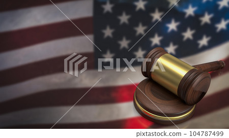 The wood hammer on United States flag for laws concept 3d rendering The wood hammer on United States flag for laws concept 3d rendering 104787499