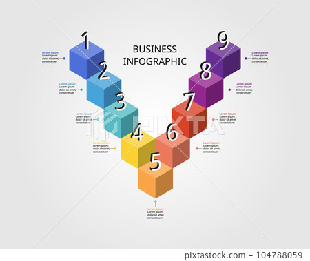 timeline step chart template for infographic for presentation for 9 element 104788059