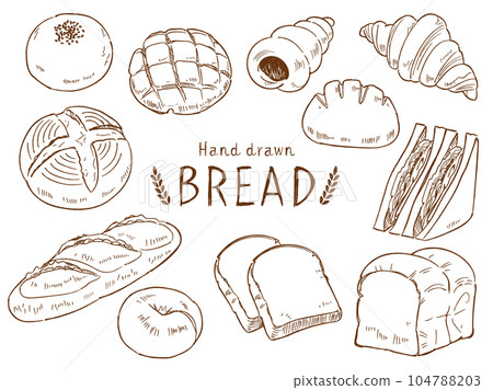 hand drawn bread line drawing illustration 104788203