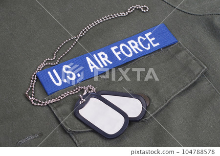 US AIR FORCE uniform with blue branch tape and dog tags 104788578