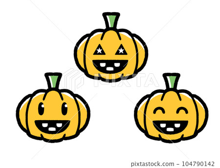 Halloween pumpkin _ icons with various expressions _ simple hand-drawn style Halloween pumpkin _ icons with various expressions _ simple hand-drawn style 104790142