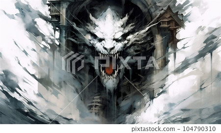 Generative AI, Realm Unveiled: Dragon's Head Emerges from Enigmatic Portal 104790310