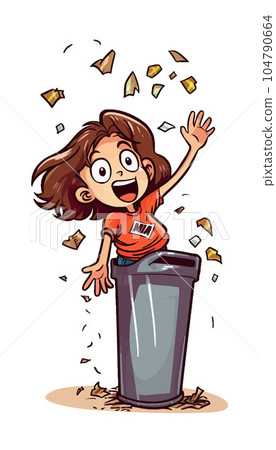 Vector Illustration, Cartoon Girl Chick from the Trash Vector Illustration, Cartoon Girl Chick from the Trash 104790664