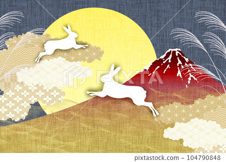 Mount Fuji, moon viewing, full moon, full moon, background 104790848