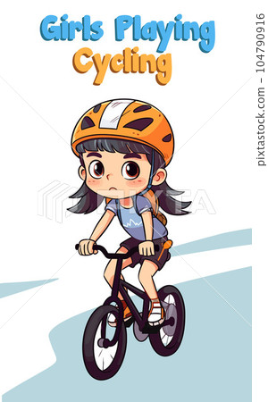 Vector Illustration, Cartoon Girl Character Cycling, Full Body Vector Illustration, Cartoon Girl Character Cycling, Full Body 104790916