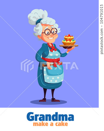 Vector Illustration, Grandmother with a Cake Vector Illustration, Grandmother with a Cake 104791015