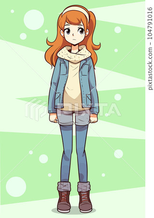 Vector Illustration, Cartoon Girl Standing, Isolated Vector Illustration, Cartoon Girl Standing, Isolated 104791016