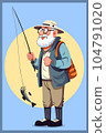 Vector Illustration, Grandpa Fishing, isolated 104791020