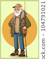 Vector Illustration, Grandpa Fishing, isolated 104791021