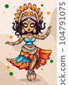 Vector Illustration, Traditional Dancer Woman Cartoon Character 104791075