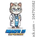 Vector Art, Illustration of Cartoon Cat Doctor 104791082