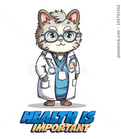Vector Art, Illustration of Cartoon Cat Doctor Vector Art, Illustration of Cartoon Cat Doctor 104791082