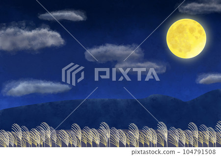 Juugoya Beautiful background illustration of pampas grass and full moon Juugoya Beautiful background illustration of pampas grass and full moon 104791508