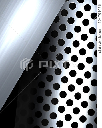 黑色背景上的銀色穿孔金屬和金屬 黑色背景上的銀色穿孔金屬和金屬 104791686