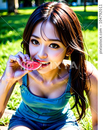 咬水果的女孩(AI生成) 咬水果的女孩(AI生成) 104792011