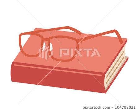 想像閱讀一本書和眼鏡的插圖 想像閱讀一本書和眼鏡的插圖 104792021