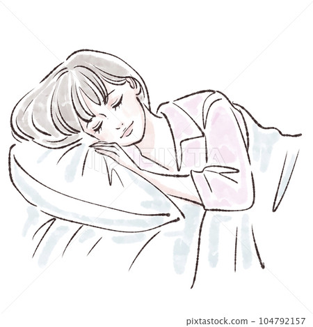 Sleep / sleep / sleep / bed / rest / sleepy / pillow / dream / insomnia / good sleep / good night / snoring / trouble / dream / illustration of a woman 104792157