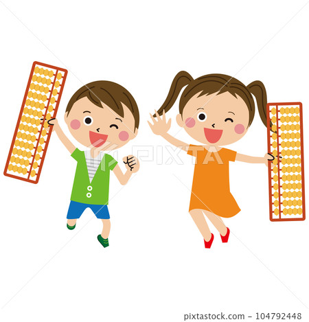 流行兒童珠心算課程男孩和女孩 104792448