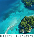 aerial view of tropical island with coconut palm tree 104793575