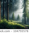 forest in fog 104793578