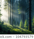 forest in fog 104793579