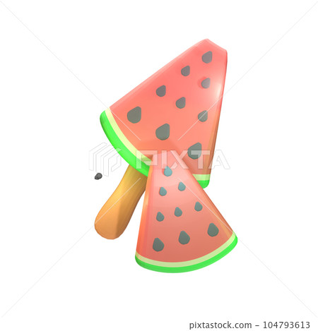 3D summer watermelon icon rendered isolated on the transparent background 3D summer watermelon icon rendered isolated on the transparent background 104793613
