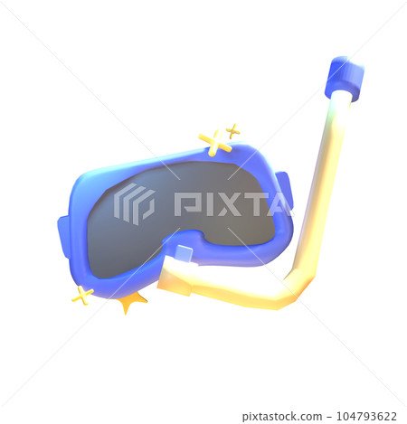 3D summer diving glasses icon rendered isolated on the transparent background 104793622