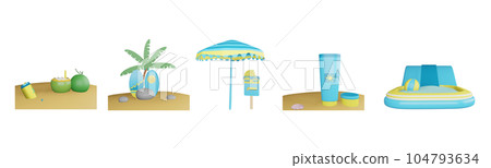 3D icon summer collection rendered isolated on the transparent background 104793634