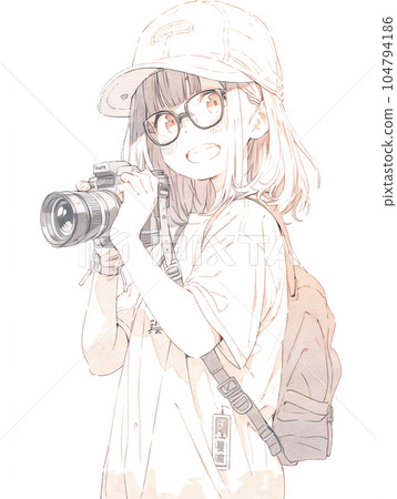 Camera girl illustration (Generative AI) Camera girl illustration (Generative AI) 104794186