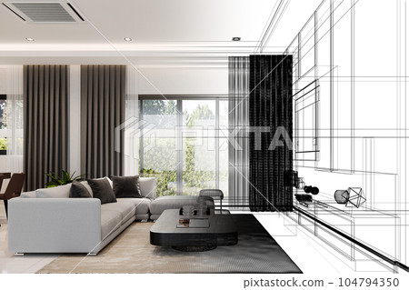 cozy living room interior design, 3d rendering cozy living room interior design, 3d rendering 104794350