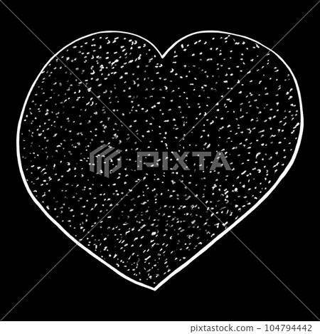 White Heart Drawn by Colored Pencil. Heart Shape Isolated on Black Background. 104794442
