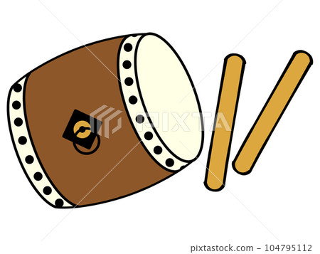 節日日本鼓和鼓槌插畫素材 104795112