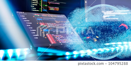 Programmer working on computer code, developer of software applications and IT Programmer working on computer code, developer of software applications and IT 104795288
