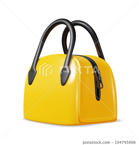 Yellow woman fashion handbag with black handles. 3d Vector realistic illustration Yellow woman fashion handbag with black handles. 3d Vector realistic illustration 104795606