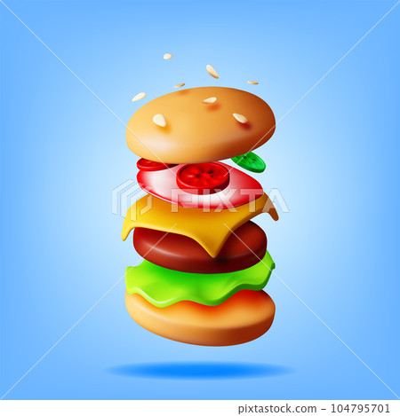 3D Jumping Tasty Burger 3D Jumping Tasty Burger 104795701