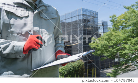 Image of scaffolding inspection for repair work 104797045